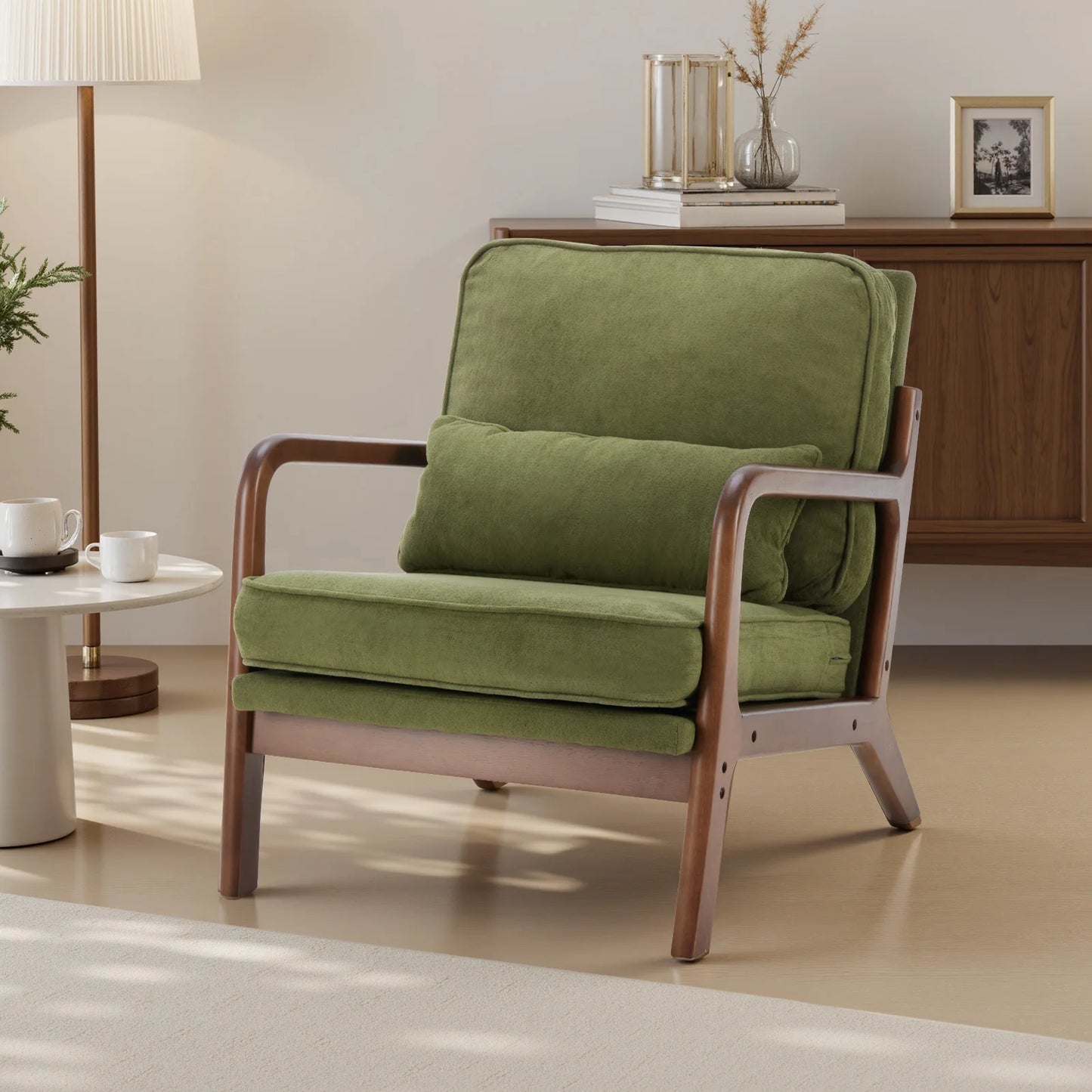 JHK Mid Century Modern Wood Chair With Armrests for Living