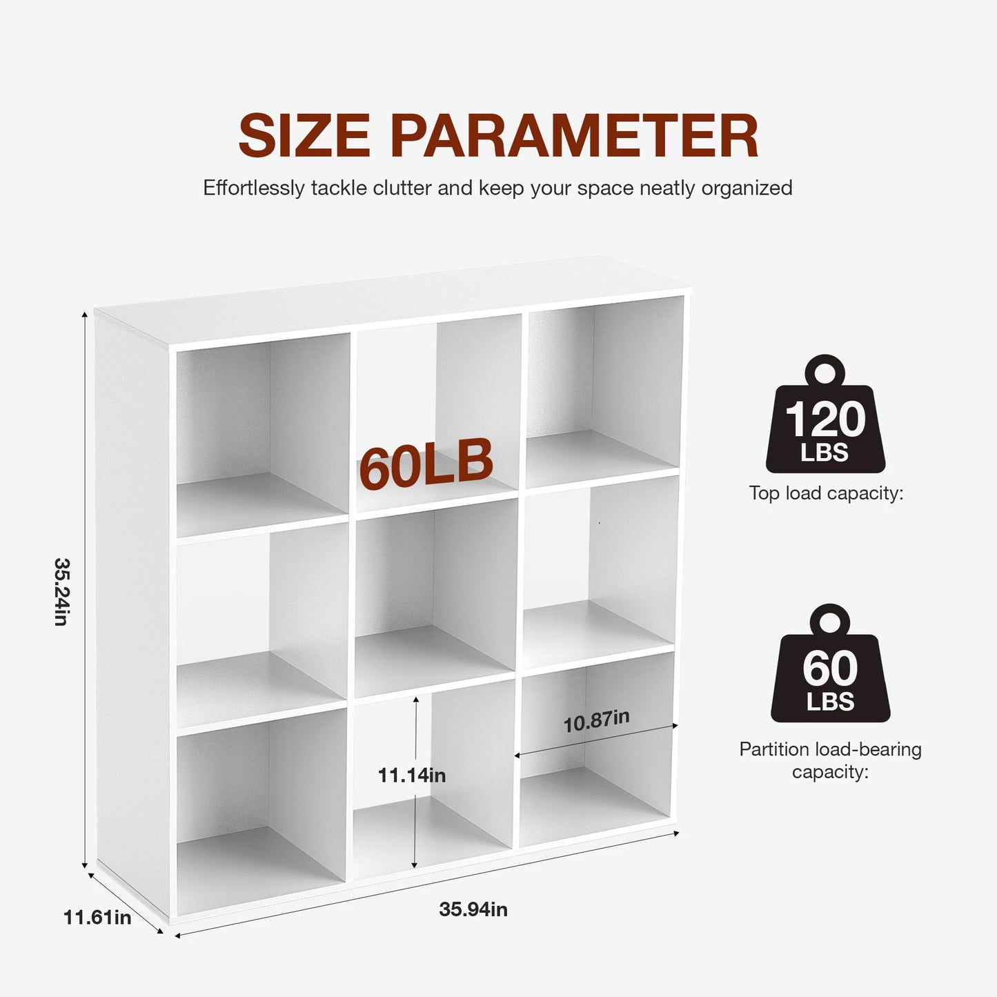 JHK 9 Cube Wood Storage Organizer Bookshelf Living Room Office