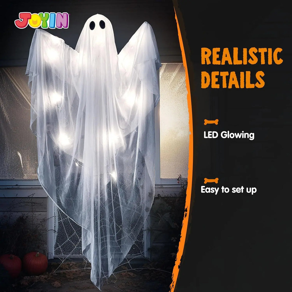 Light Up Hanging Ghost Halloween Decoration for Indoor Outdoor Parties