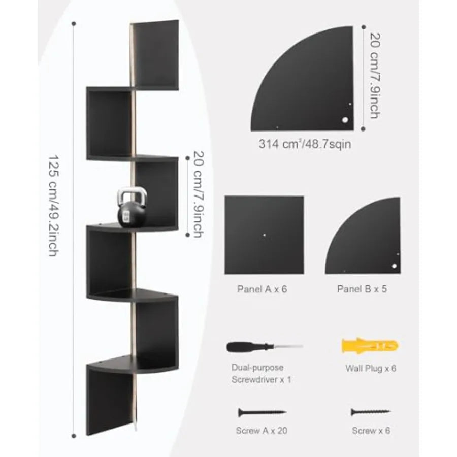 Five Tier Wall Corner Display Shelf With RGB LED Lights