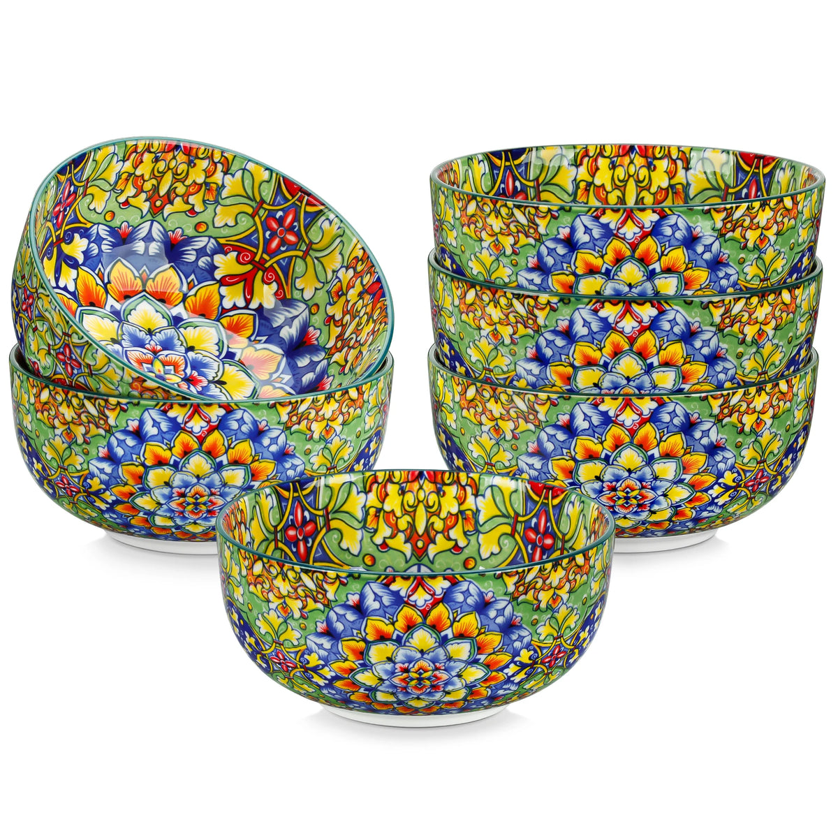 Malacasa Ceramic Bowls Set Floral Bohemian Design For Home Dining