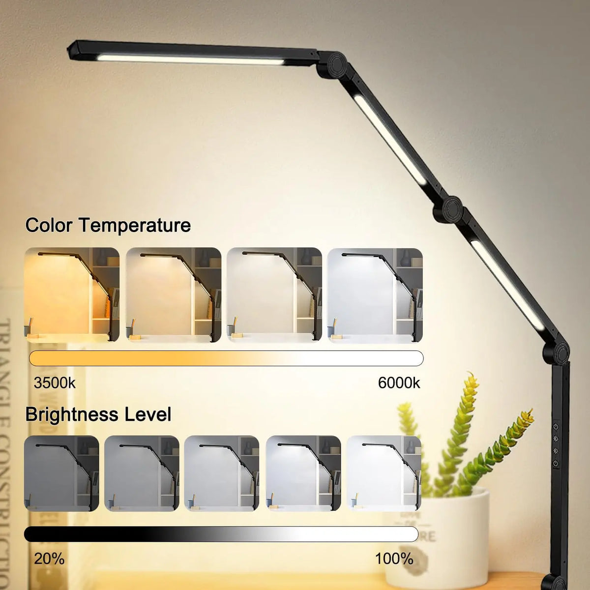 Touch Dimmable LED Desk Lamp With Flexible Clamp Swing Arm