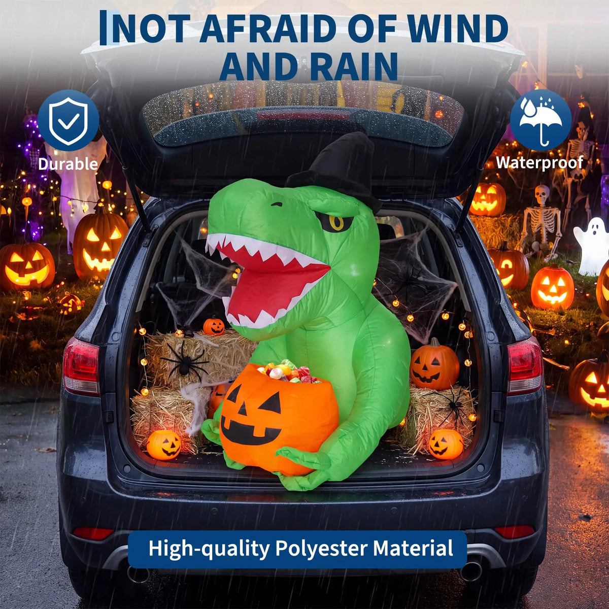 HiMISS Inflatable Dinosaur Trunk Or Treat Decoration With LED Lights