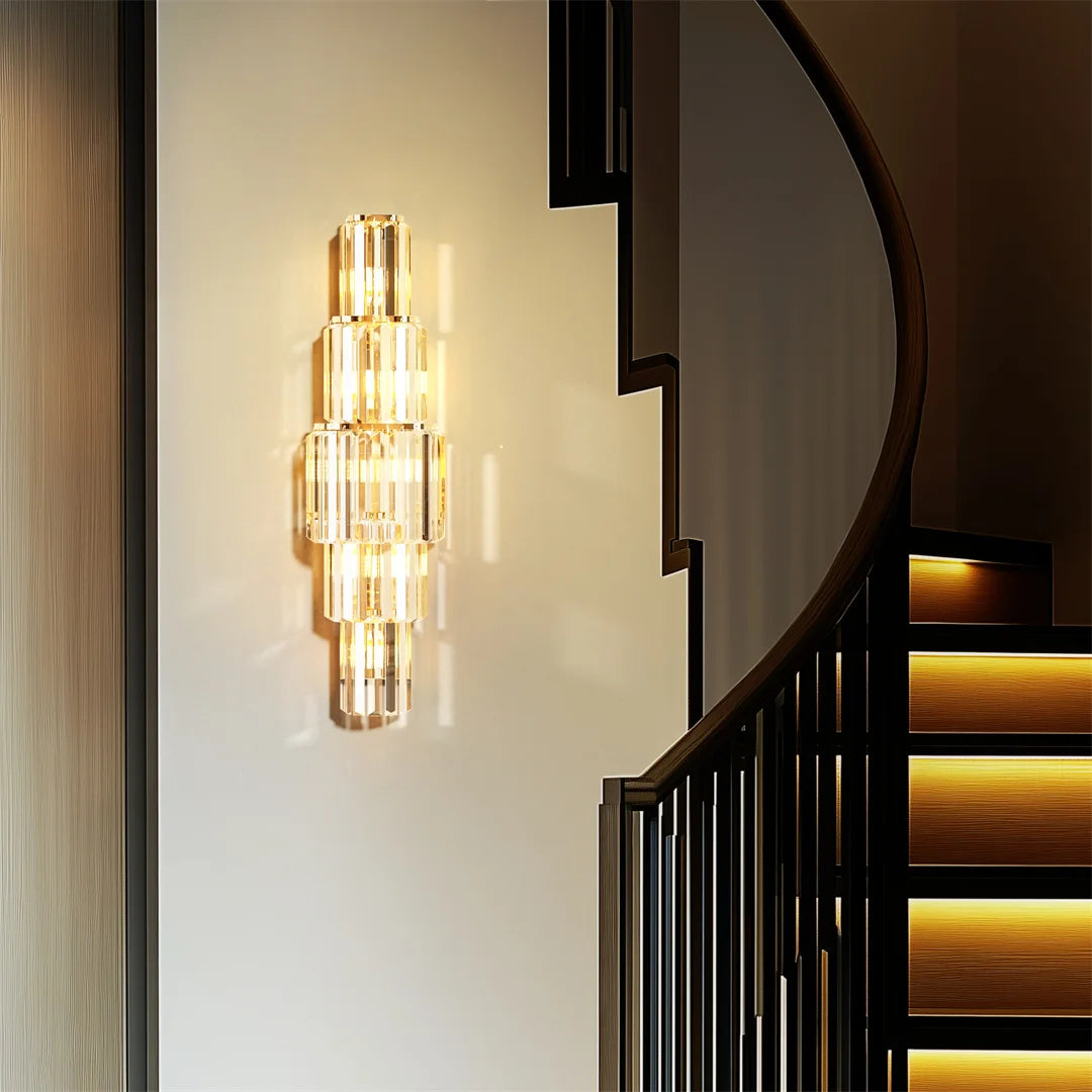LUVODI Modern Crystal Wall Lamp 3 Layer Sconce E14