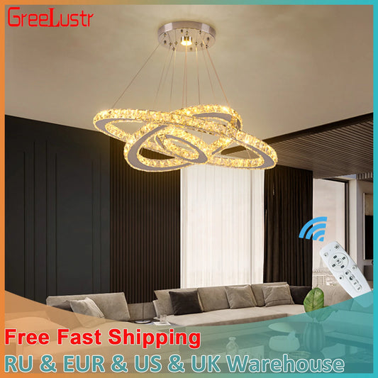 GreeLustr Luxury Crystal Modern Pendant Light Dimmable Led Chandelier