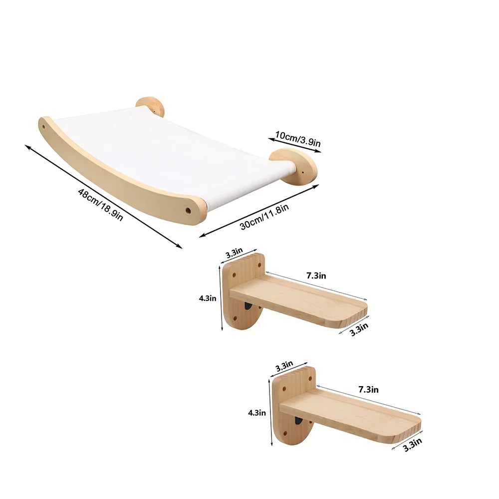 CWV Wall Mounted Cat Hammock And Sisal Scratching Climbing Shelf