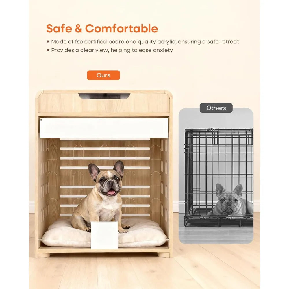 Modern Dog Crate Furniture with Charging Station, Medium Kennel Indoor for Small Medium Breeds up to 50lb