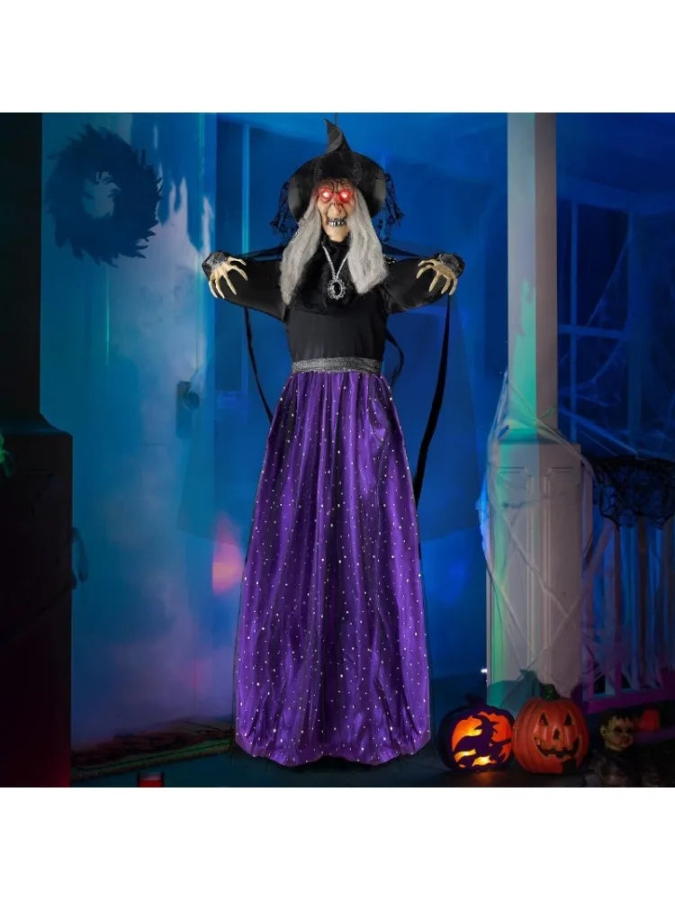 Animated Talking Witch Halloween Decoration With Sound Activated LED Eyes
