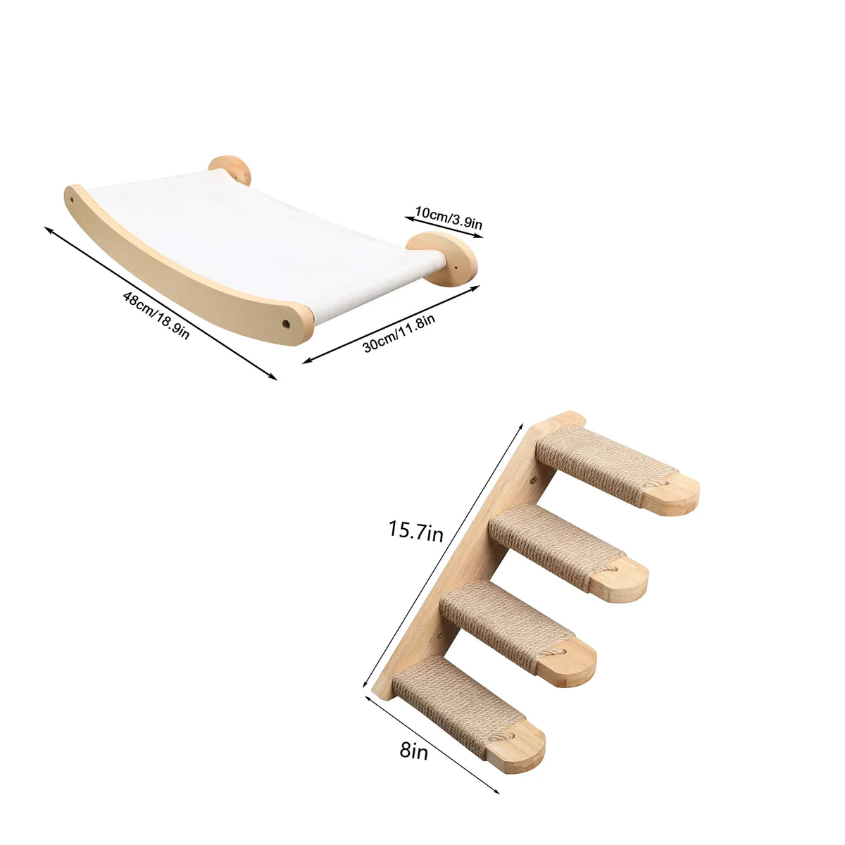 CWV Wall Mounted Cat Hammock And Sisal Scratching Climbing Shelf