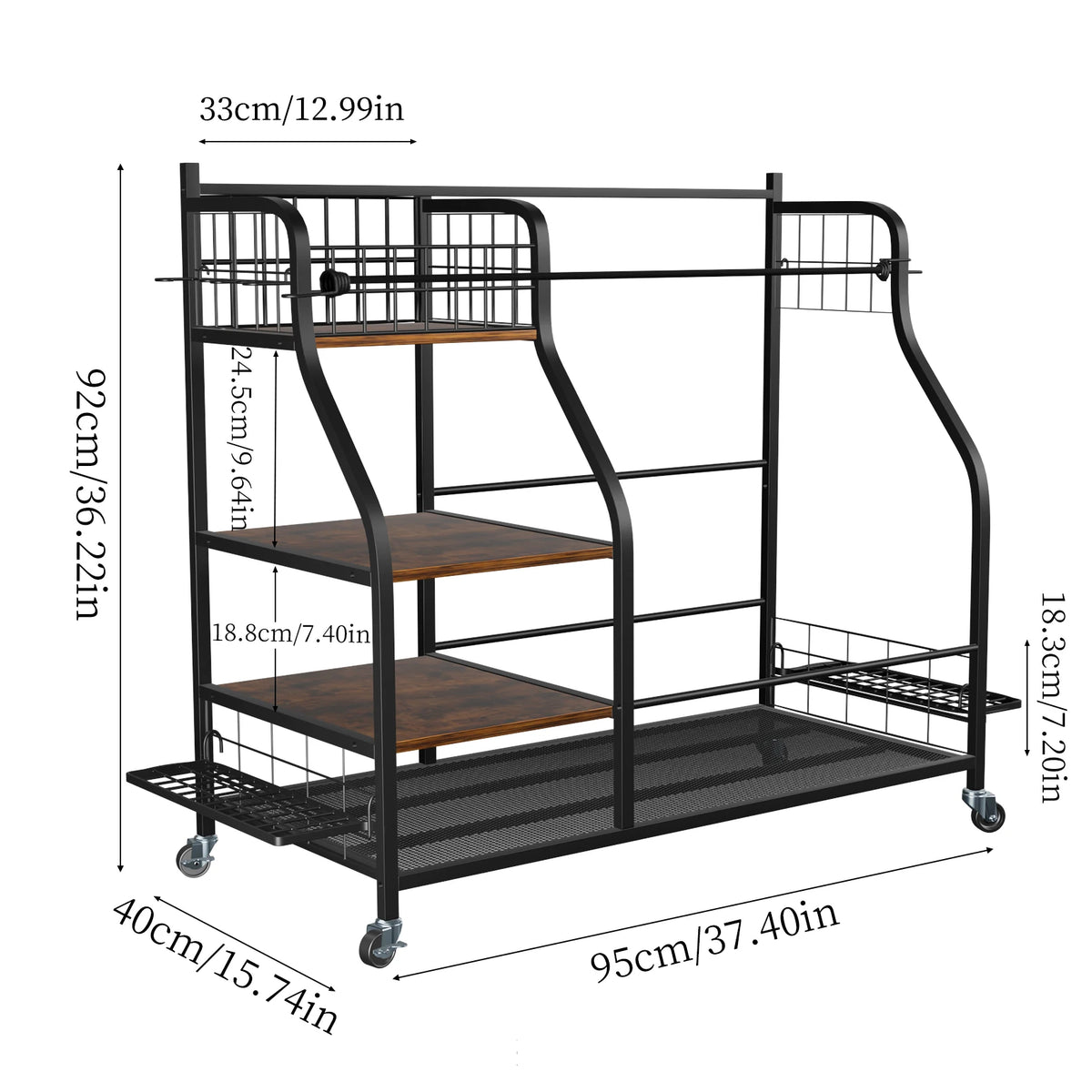 Rolling Golf Bag Storage Rack With Wheels Sports Equipment Organizer