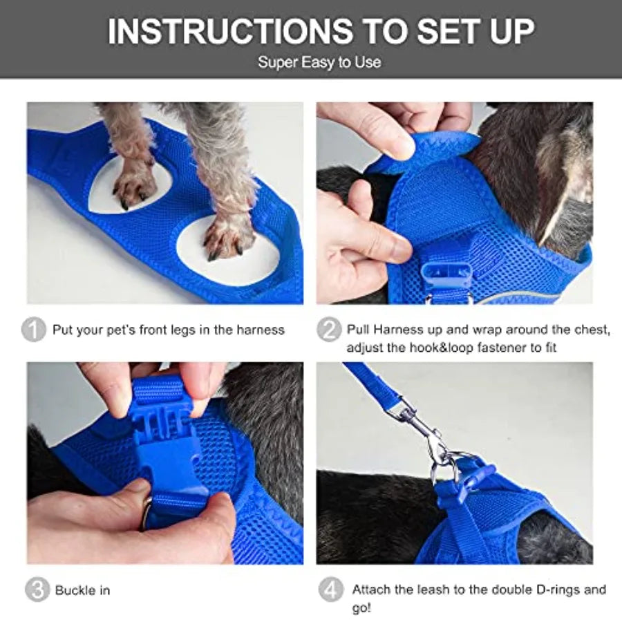 Comfy Dog Harness With Leash, Breathable Reflective Puppy Vest