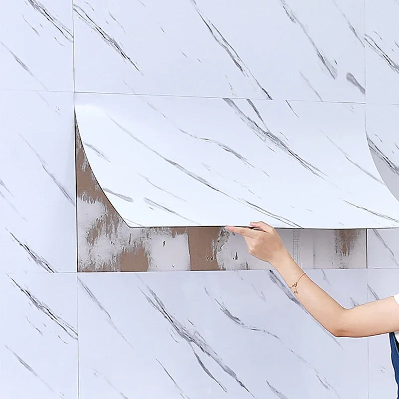 Marble PVC Floor Tiles Self Adhesive Waterproof Peel And Stick