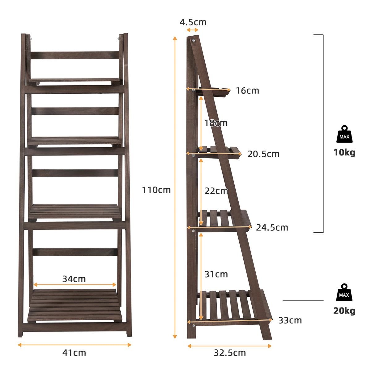 Indoor Wooden Folding Storage Shelf Bookcase Display Rack