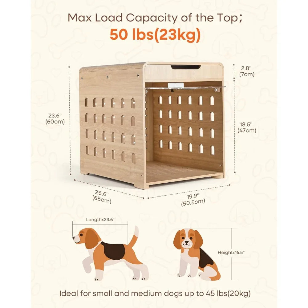 Modern Dog Crate Furniture with Charging Station, Medium Kennel Indoor for Small Medium Breeds up to 50lb