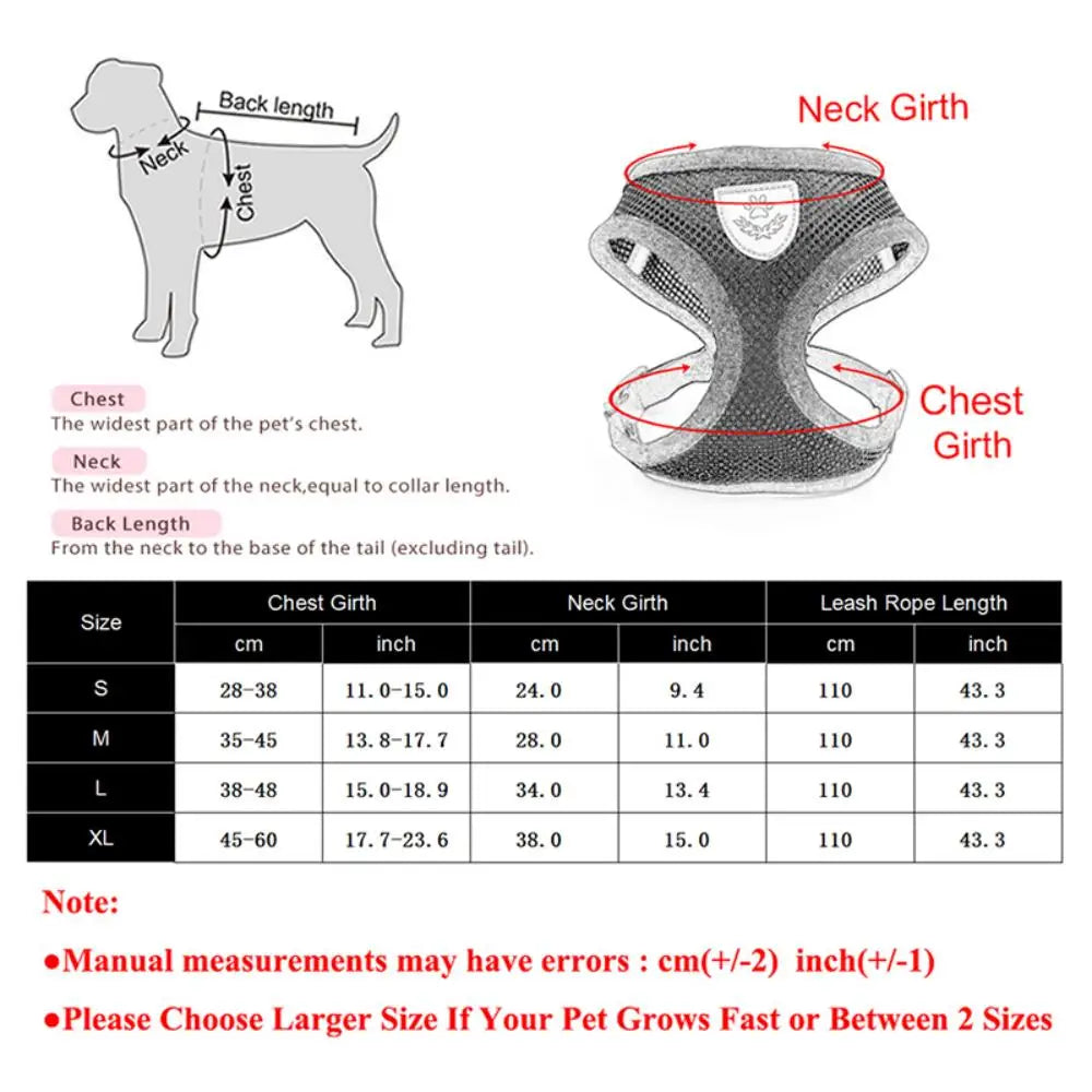 Reflective Escape Proof Cat Dog Harness And Leash Set