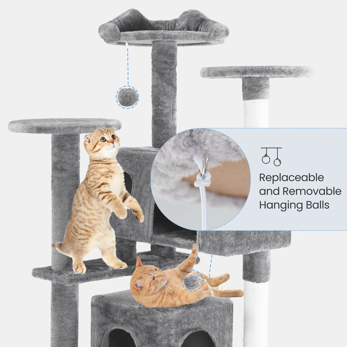 MCQ Multi Level Indoor Cat Tree With Sisal Scratching Condo