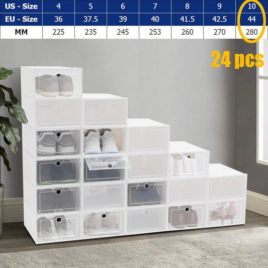 Transparent Plastic Shoe Boxes Stackable Organizer For Closet