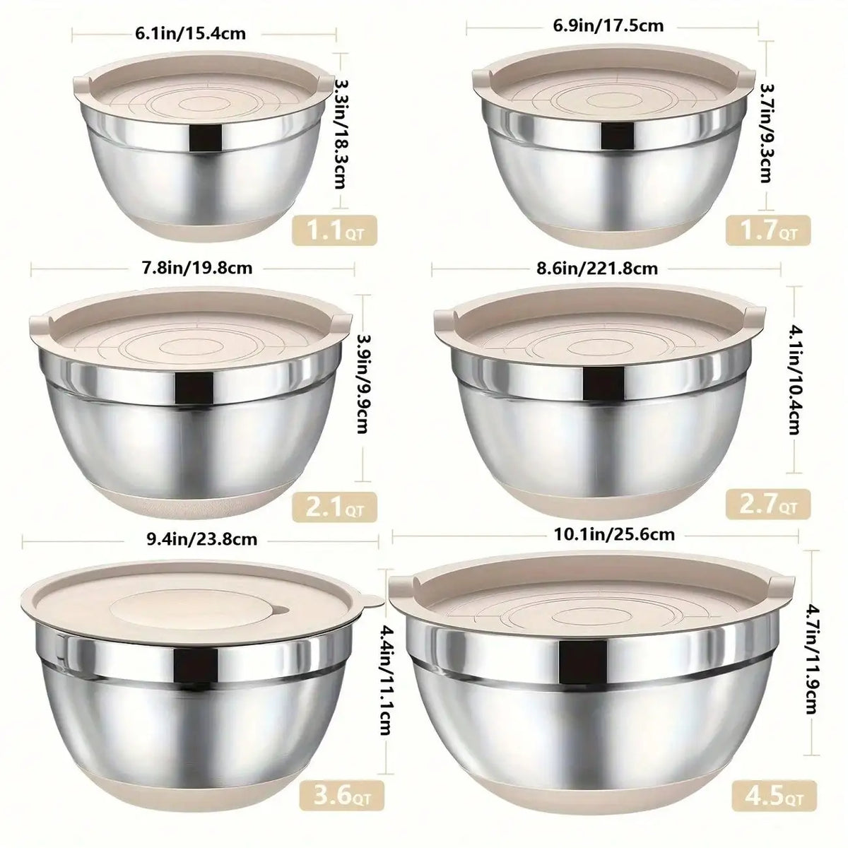 26 Piece Stainless Steel Mixing Bowl Set With Lids