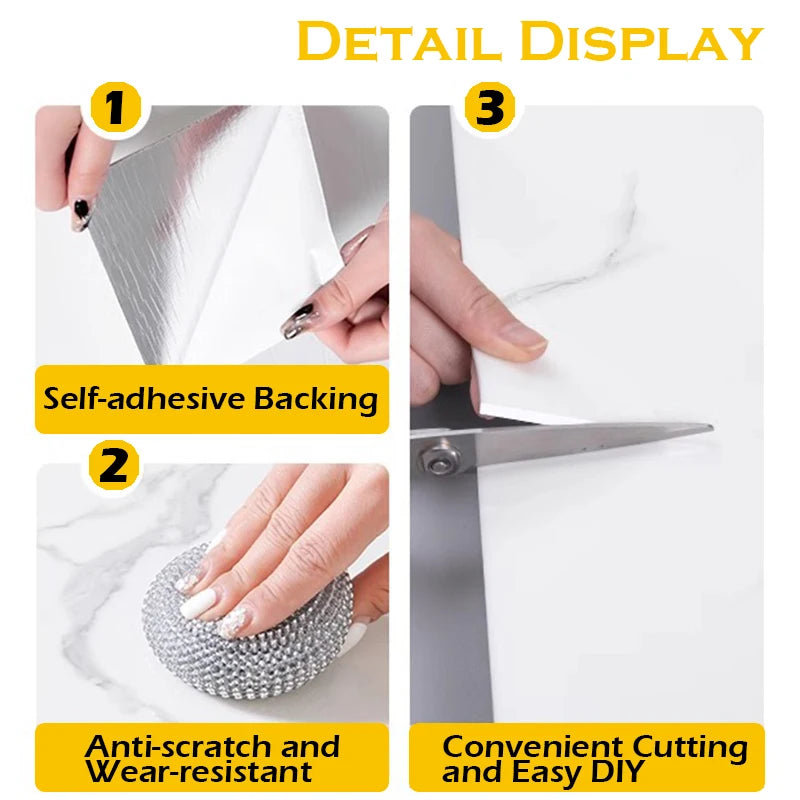 Marble PVC Floor Tiles Self Adhesive Waterproof Peel And Stick