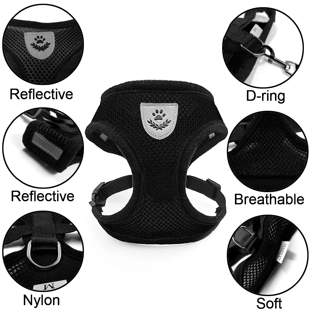 Reflective Escape Proof Cat Dog Harness And Leash Set