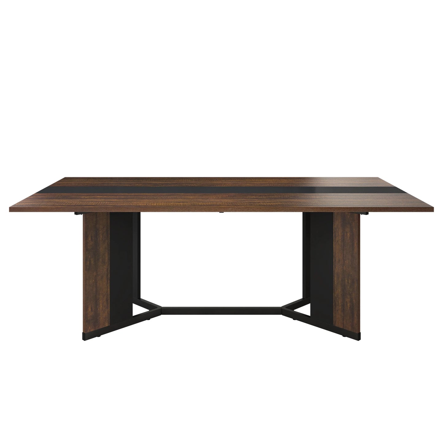 QiaoShiRen Rectangular Dining Table With Wood Top And Metal Legs