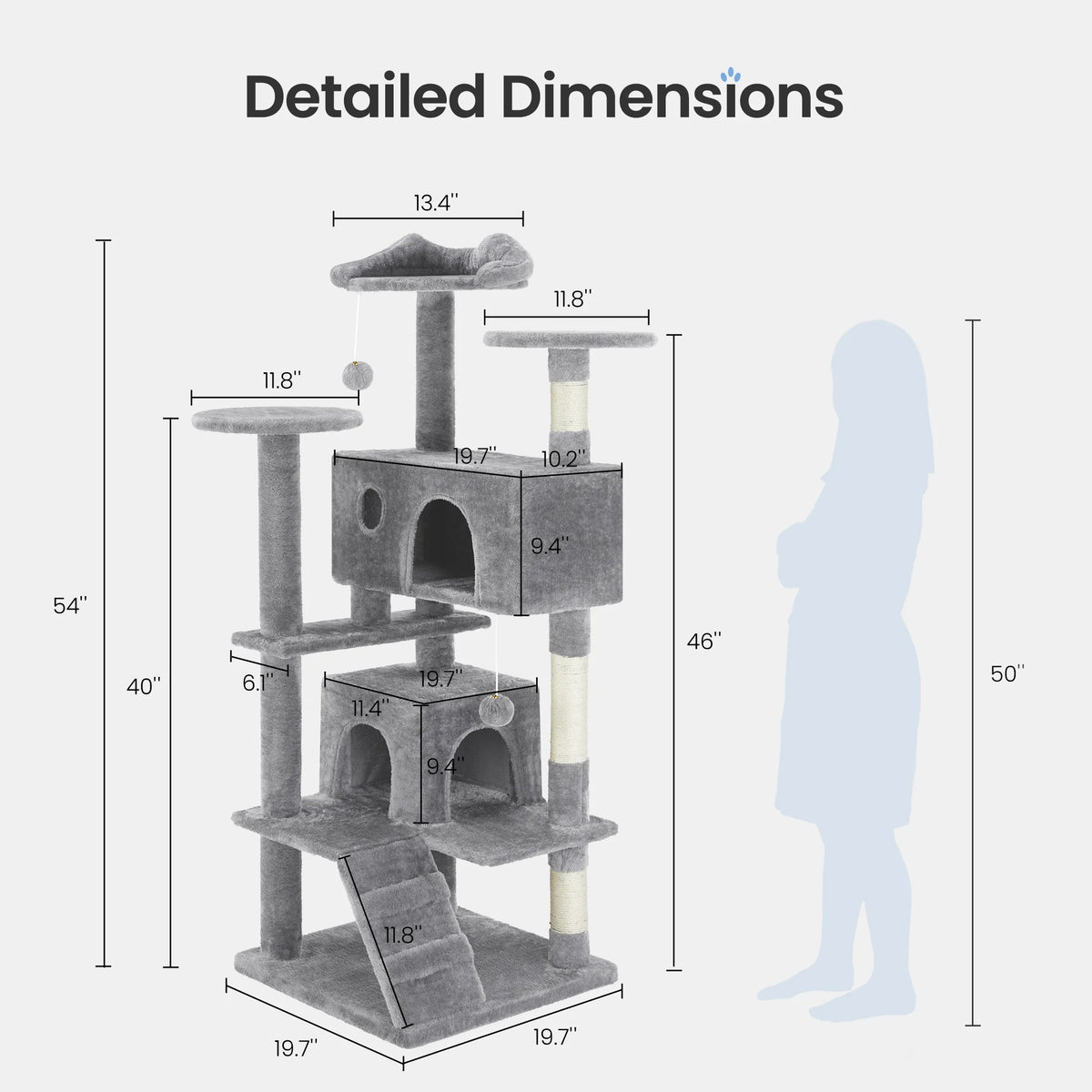 MCQ Multi Level Indoor Cat Tree With Sisal Scratching Condo
