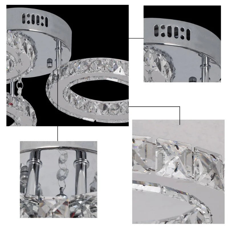 GreeLustr Led Modern Pendant Light Crystal Ring Ceiling Fixture