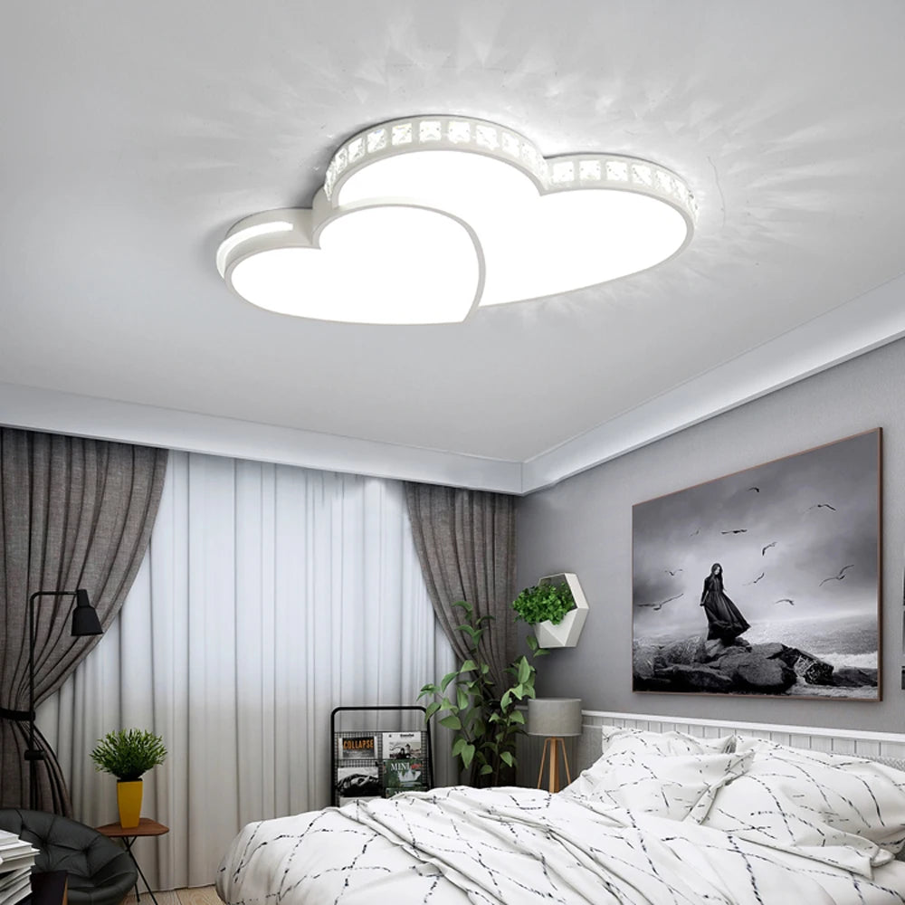 Heart Shaped Crystal LED Ceiling Light Flush Mount Fixture