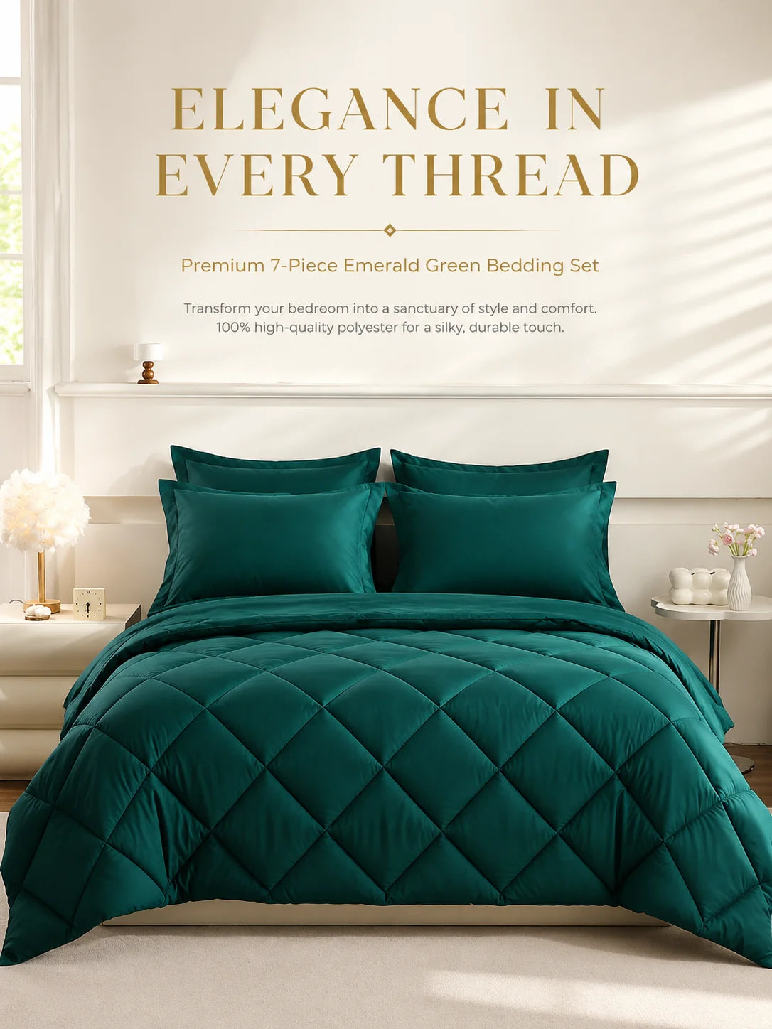 easYum Quilted Bedding Set With Comforter Sheets And Pillowcases
