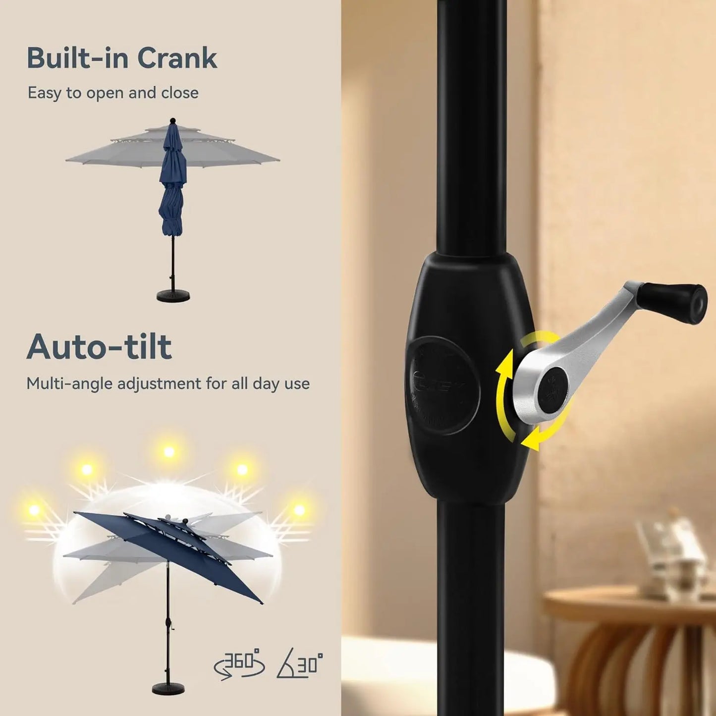 10ft Outdoor Patio Umbrellas for Outside, 3 Tier Vented Market Table Umbrella Windproof for Backyard, Deck, Garden,, Customized
