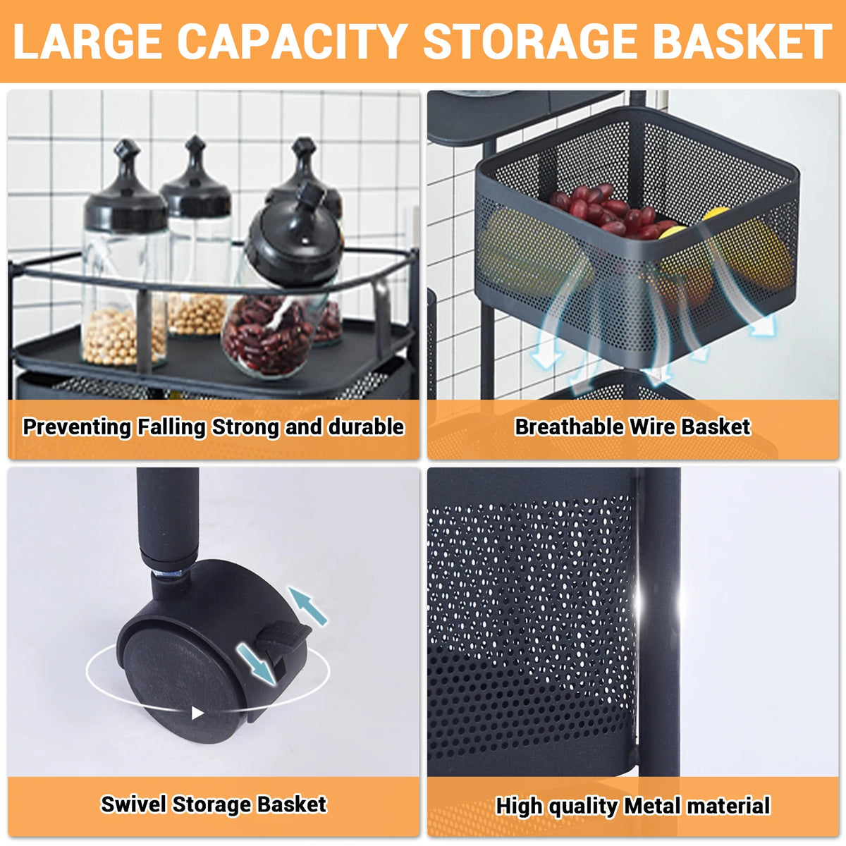 HobbyLane 360 Rotating Carbon Steel Kitchen Storage Rack