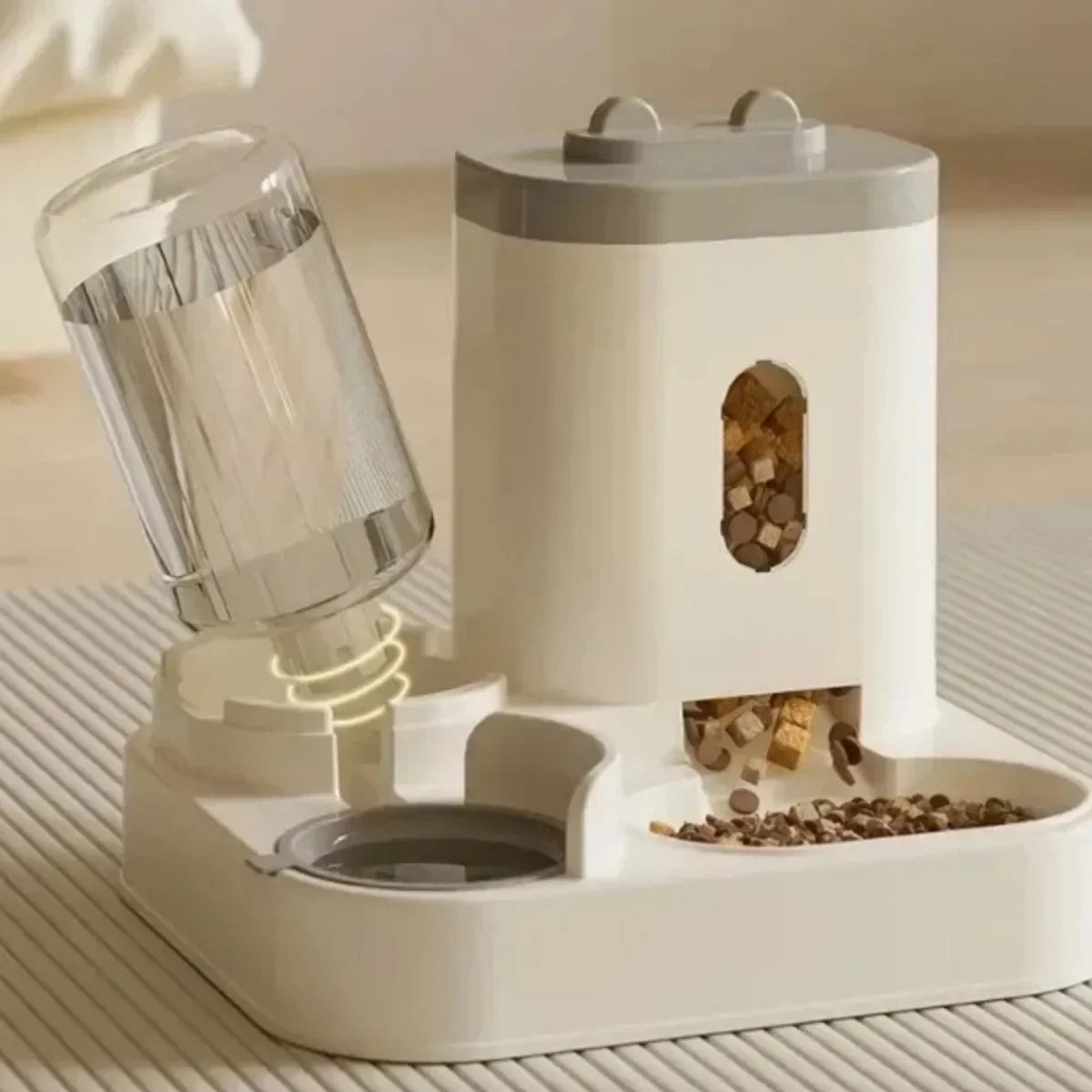 Automatic Large Capacity Pet Food Bowl With Water Fountain