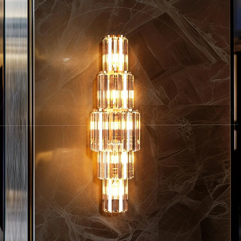 LUVODI Modern Crystal Wall Lamp 3 Layer Sconce E14