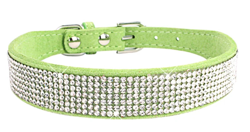 Adjustable Rhinestone Dog Collar With Soft Microfiber Comfort