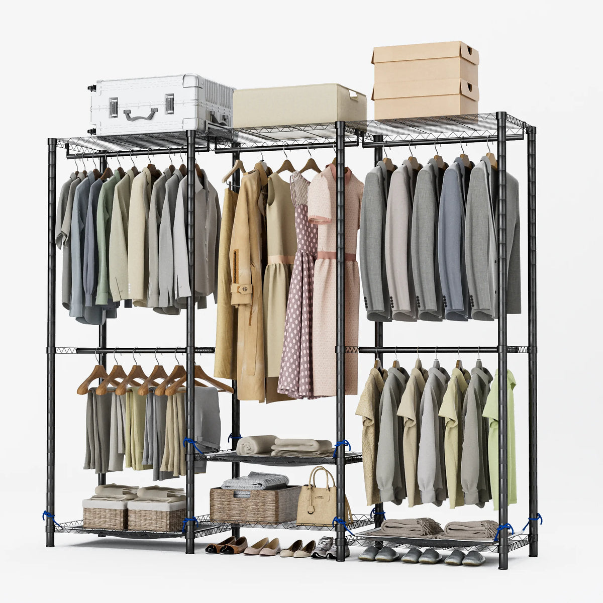 Clothes Rack Storage Organizer Wardrobe Hanging Clothes Freestanding Portable Heavy Duty 960 lb for Cloakroom Bedroom Entrances