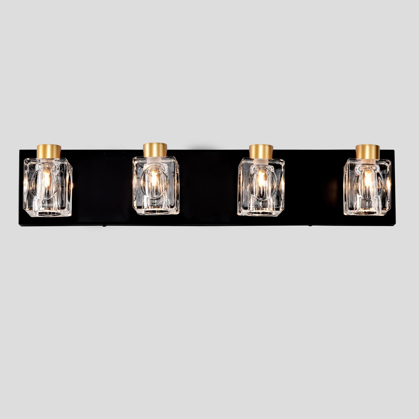 4 Light Bathroom Vanity Wall Lights With Crystal Glass Shades