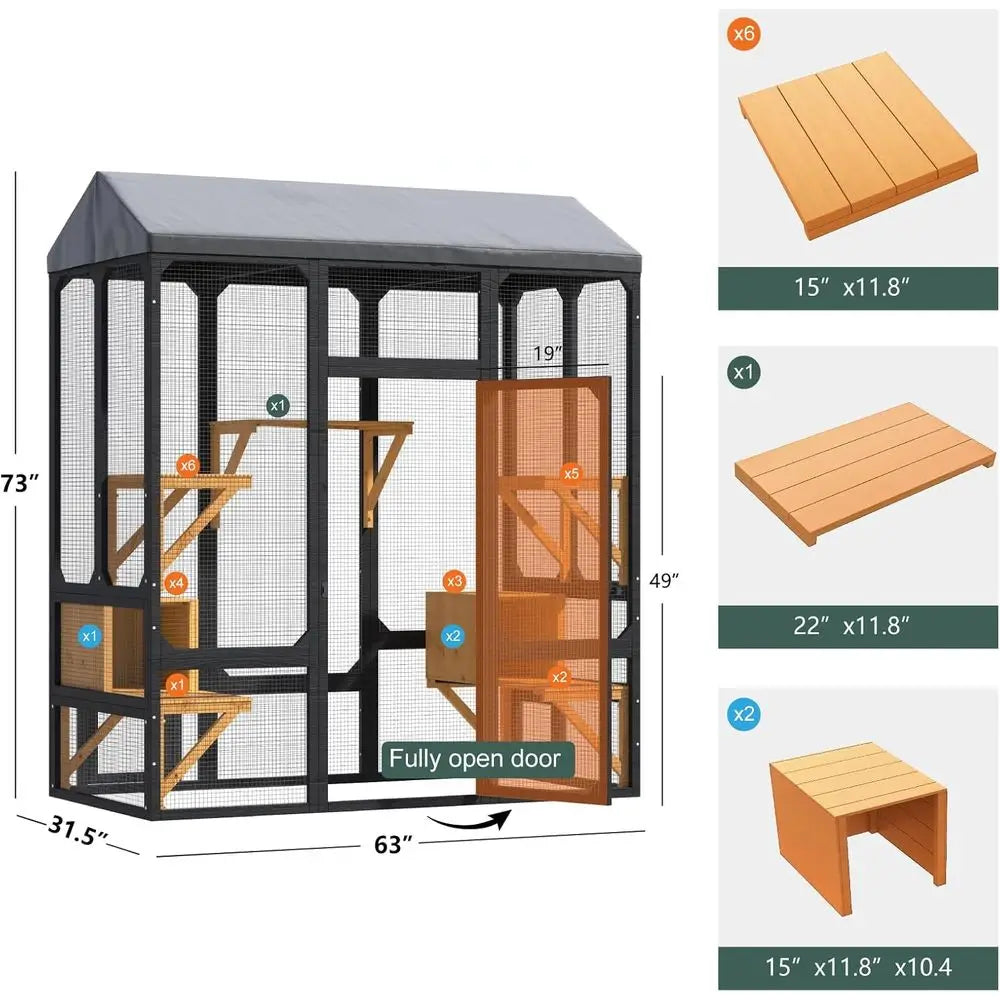 Outdoor Cat Enclosure Catio With Waterproof Weather Resistant Design