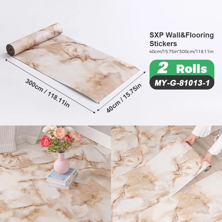 Self-Adhesive Wall And Floor Sticker Wood Grain Marble Design