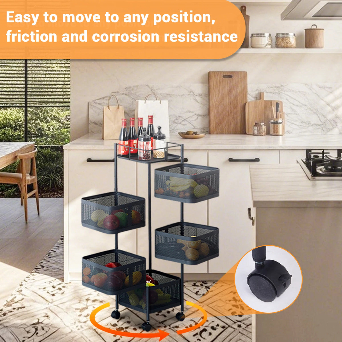 HobbyLane 360 Rotating Carbon Steel Kitchen Storage Rack