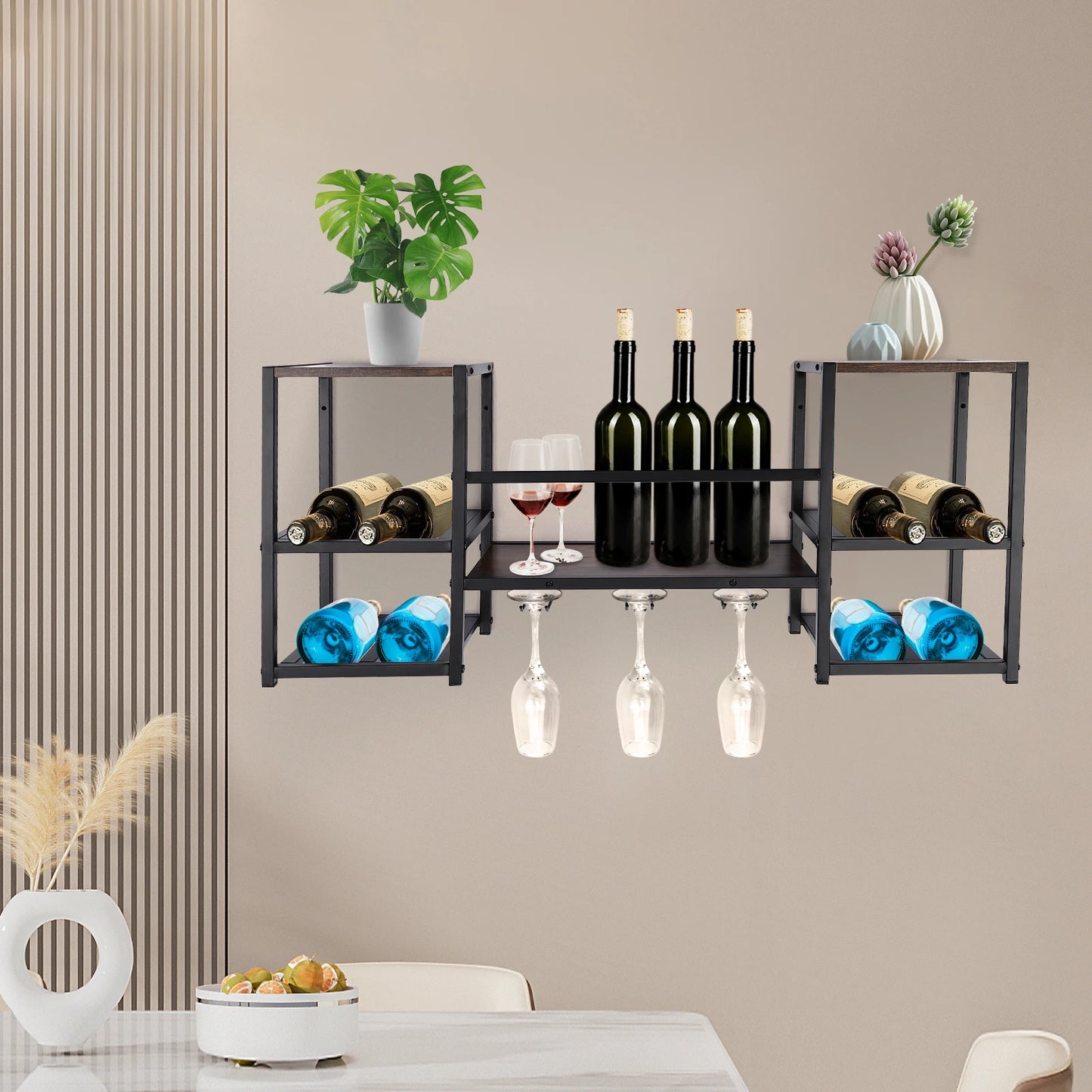 Wall Mounted Wine Rack Display for Home Bar Kitchen