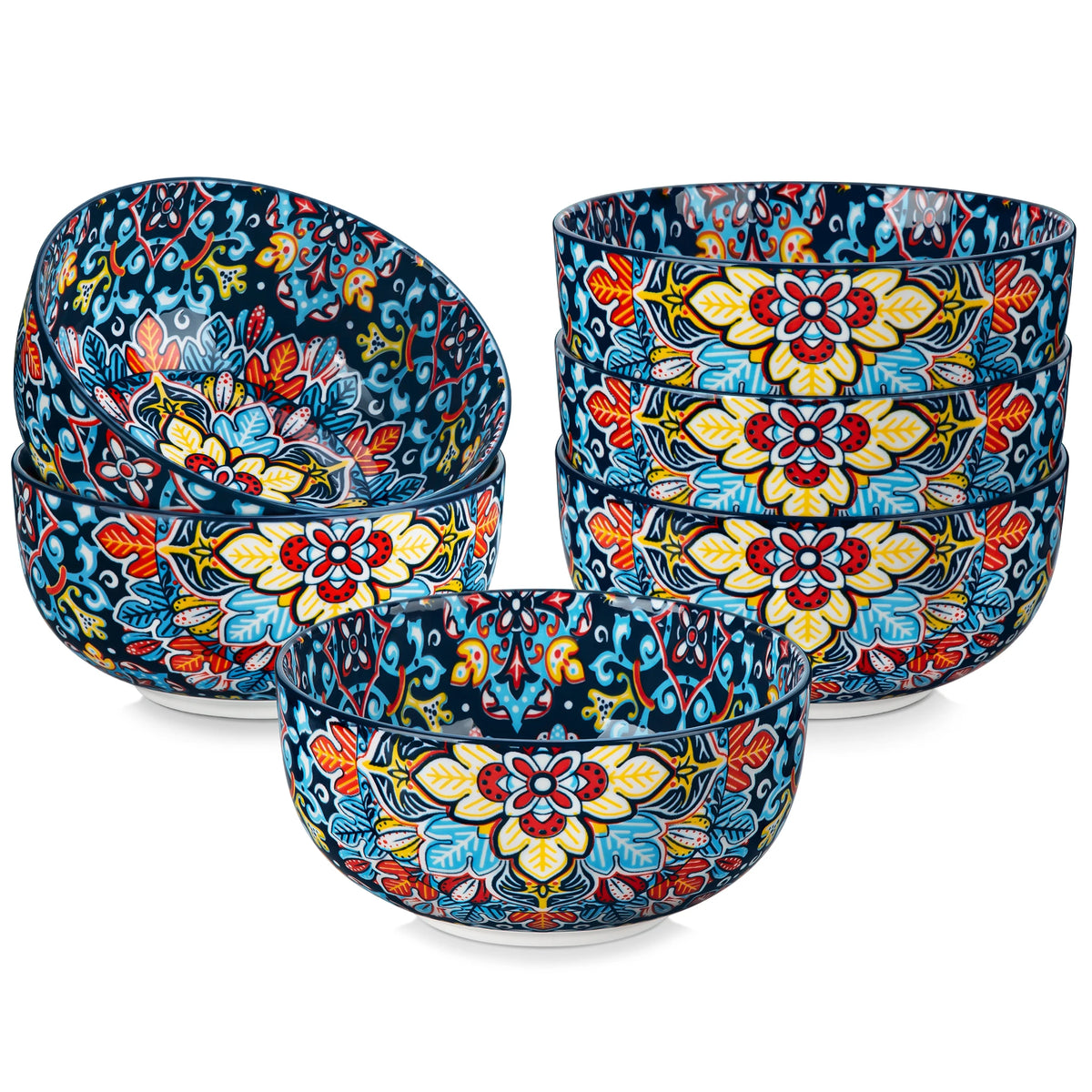 Malacasa Ceramic Bowl Set Floral Bohemian Style Dinnerware