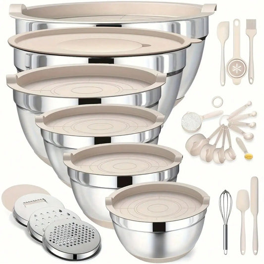 26 Piece Stainless Steel Mixing Bowl Set With Lids