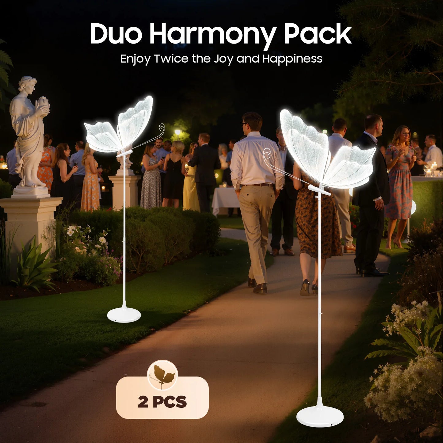 Wedding Butterfly LED Floor Lamp Duo Adjustable Height 48W 110V
