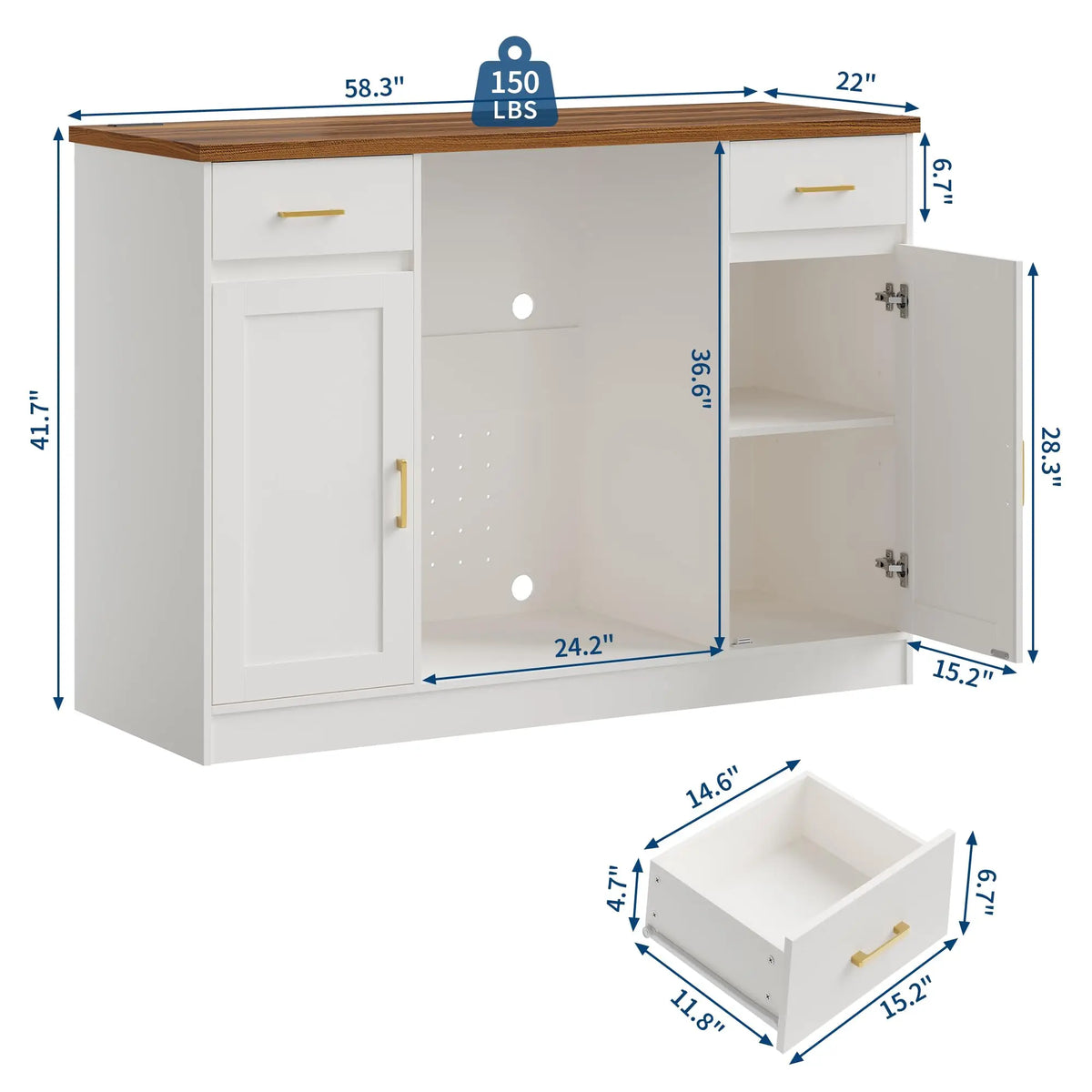 HiMISS Coffee Bar Cabinet With Mini Fridge Space And Storage