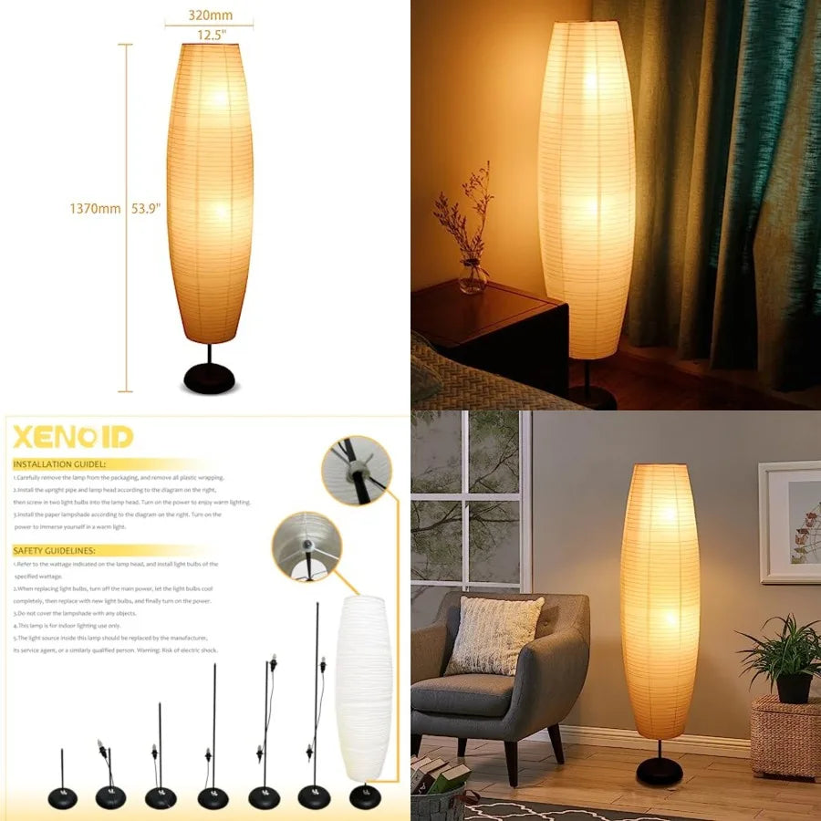 Modern Rice Paper Floor Lamp for Bedroom and Living Room
