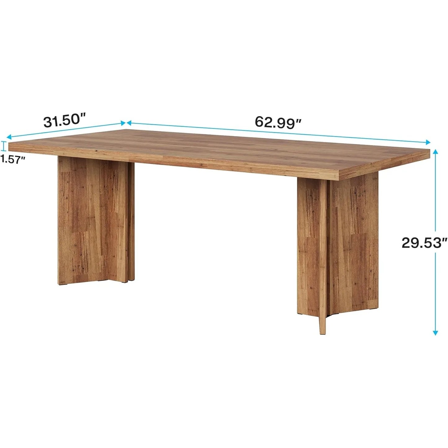 LITTLE TREE Farmhouse Dining Table Rectangular Large Tabletop For Dining Room