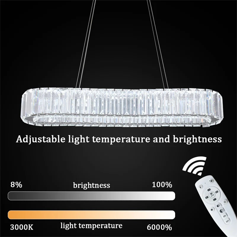 GreeLustr Indoor K9 Crystal Oval Ring Pendant Lamp