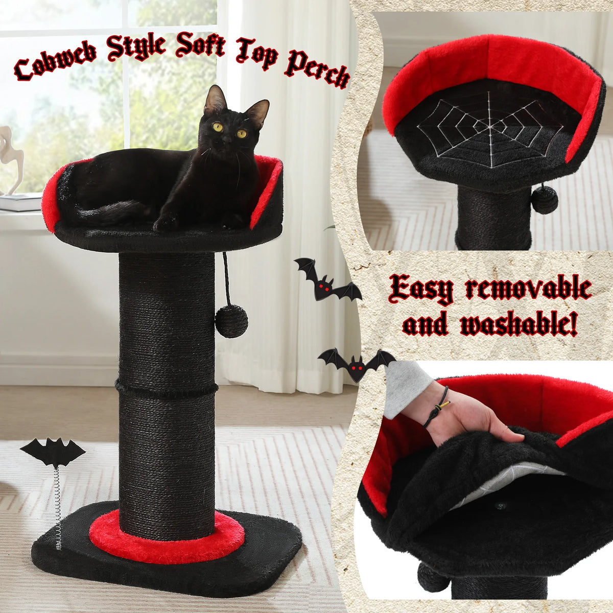PAWZ Road Gothic Cat Scratching Post With Removable Cat Bed