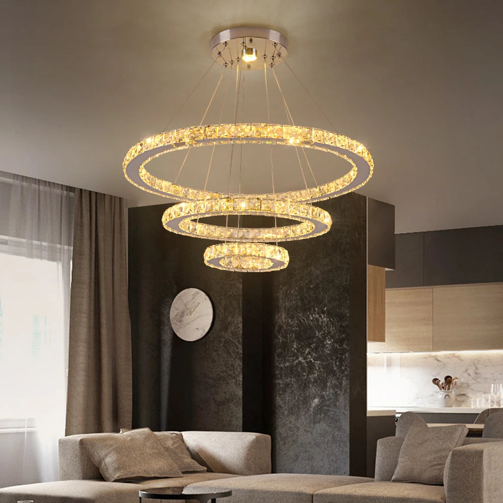 GreeLustr Luxury Crystal Modern Pendant Light Dimmable Led Chandelier