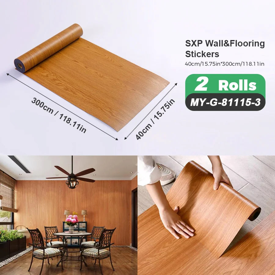 Self-Adhesive Wall And Floor Sticker Wood Grain Marble Design